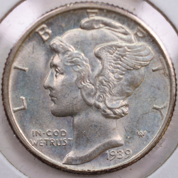 1939-D Mercury Silver Dime, Abt Uncirculated+ Coin, Store #DE0185