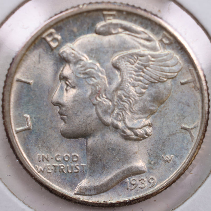 1939-D Mercury Silver Dime, Abt Uncirculated+ Coin, Store
