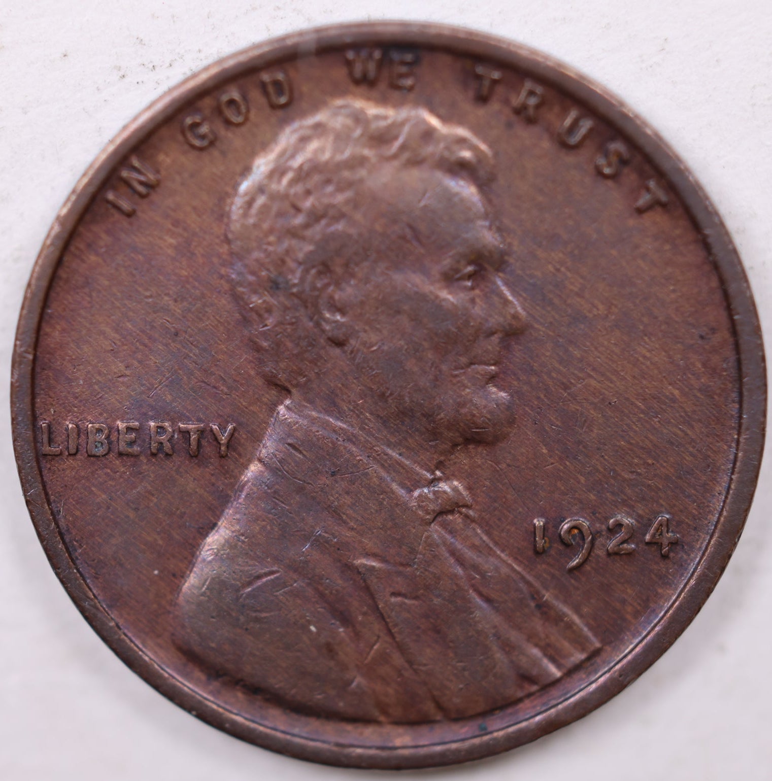1924 Lincoln Wheat Cent, Chocolate Brown Mint State Uncirculated Coin, Store #CT0970