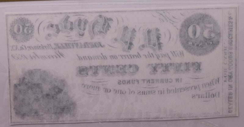 1852 50 Cent., P.P. HYDE.,  Jordanville, N.Y., PCGS CU-65, PPQ., Store Sale