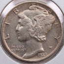 1939-D Mercury Silver Dime, Abt Uncirculated+ Coin, Store