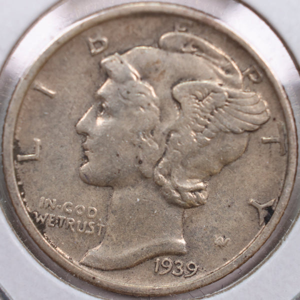 1939-S Mercury Silver Dime, Extra Fine+ Circulated Coin, Store #DE0191