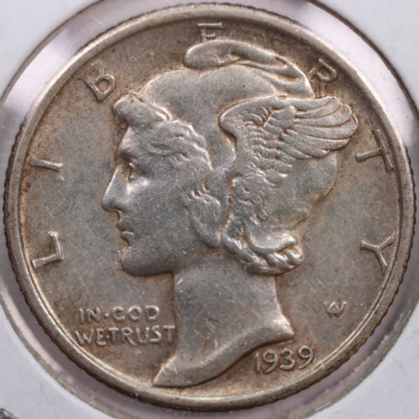 1939-S Mercury Silver Dime, Abt Uncirculated Coin, Store #DE0194