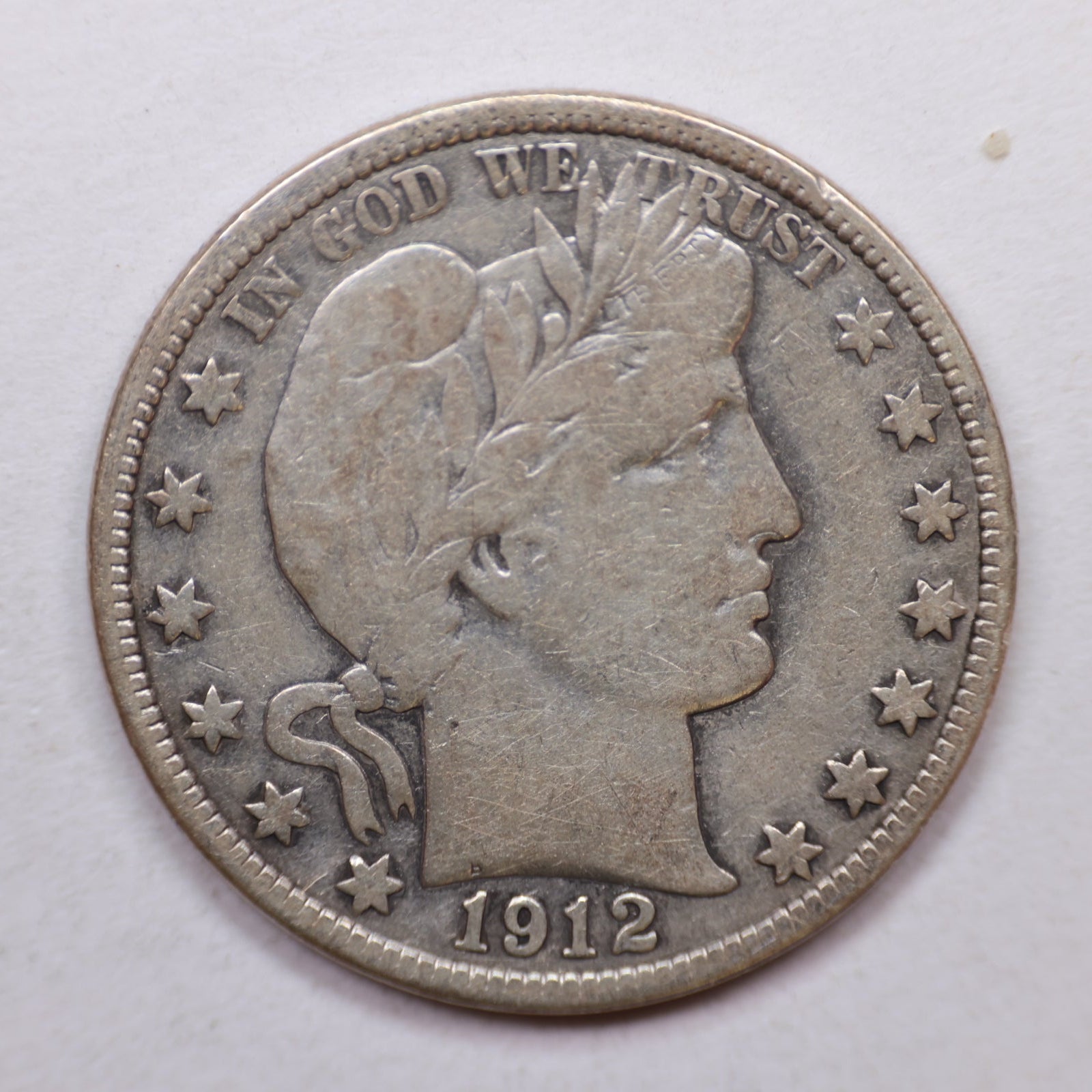 1912-S Barber Silver Half Dollar, Nice Fine Plus Circulated Coin, Store Sale #HR1109.