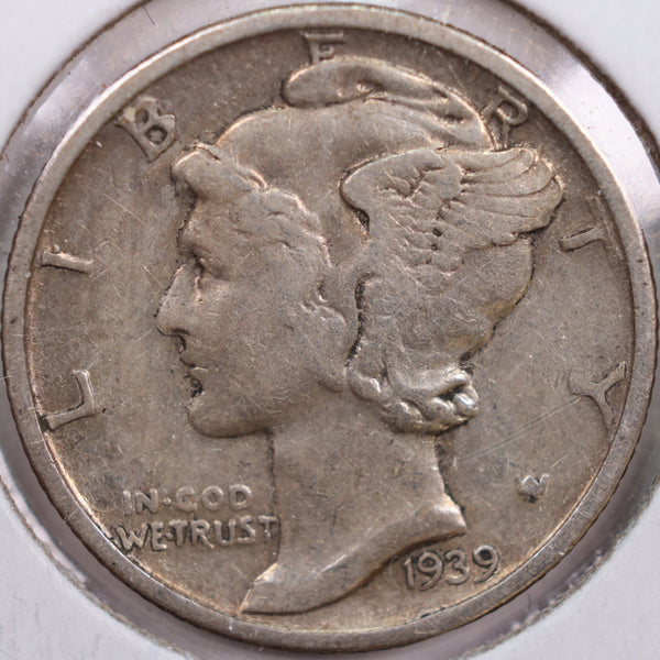 1939-S Mercury Silver Dime, Very Fine Circulated Coin, Store #DE0195