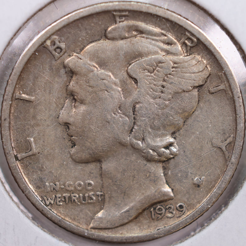 1939-S Mercury Silver Dime, Very Fine Circulated Coin, Store