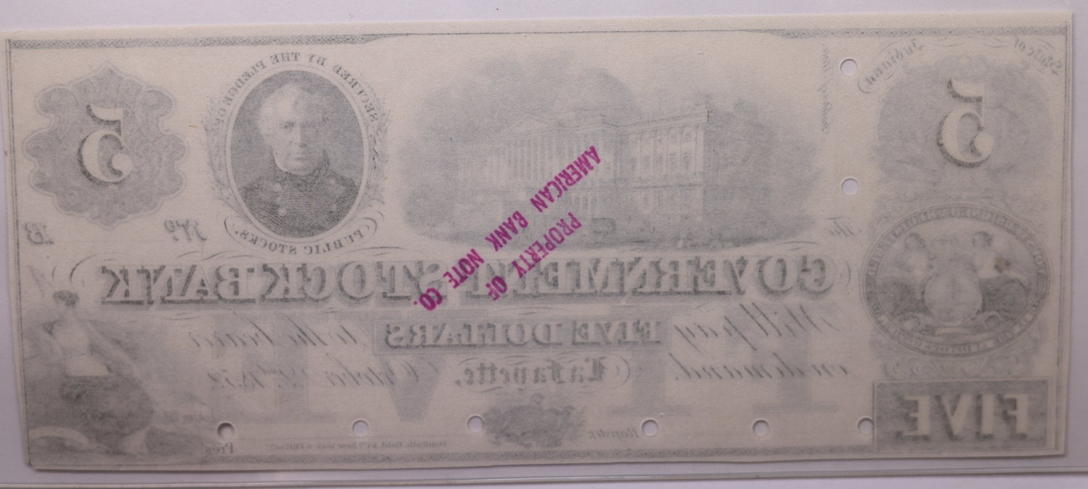 1852 $5., Government State Bank., LAFAYETTE, IN., PCGS AU-58., Store Sale #GIN002