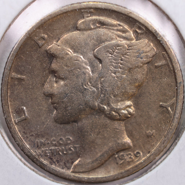1939-S Mercury Silver Dime, Very Fine Circulated Coin, Store #DE0196
