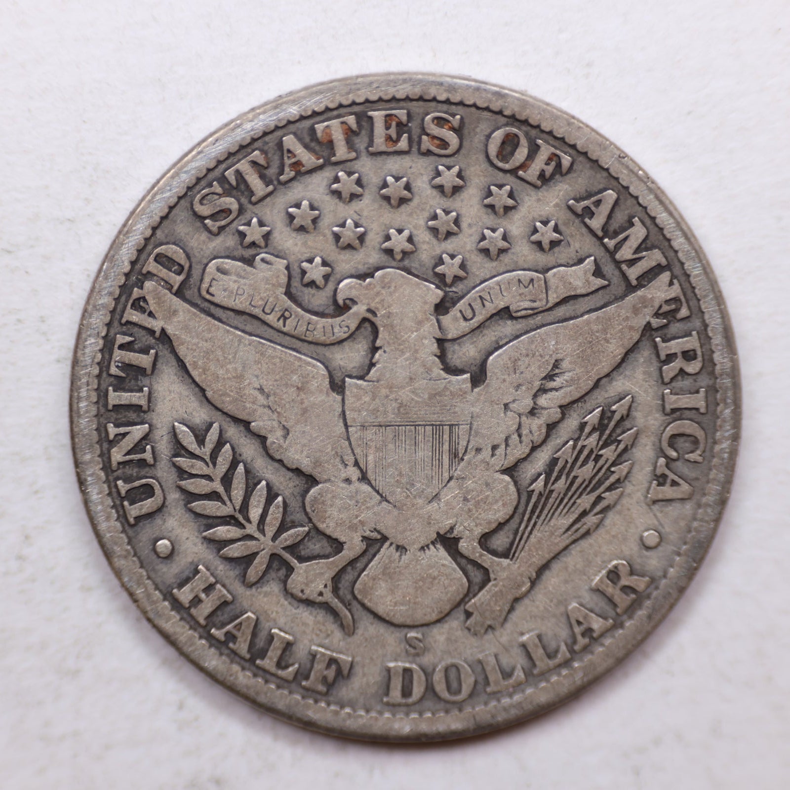 1914-S Barber Silver Half Dollar, Nice Very Good Circulated Coin, Store Sale #HR1115.