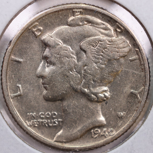 1940 Mercury Silver Dime, Extra Fine Circulated Coin, Store #DE0202