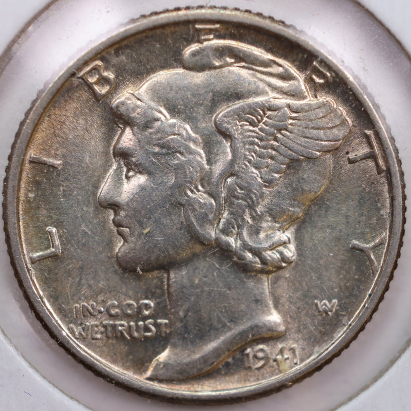1941 Mercury Silver Dime, Abt Uncirculated Coin, Store
