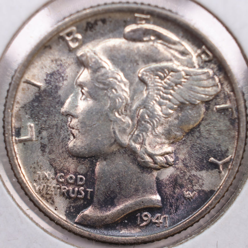 1941 Mercury Silver Dime, Mint State Uncirculated Coin, Store