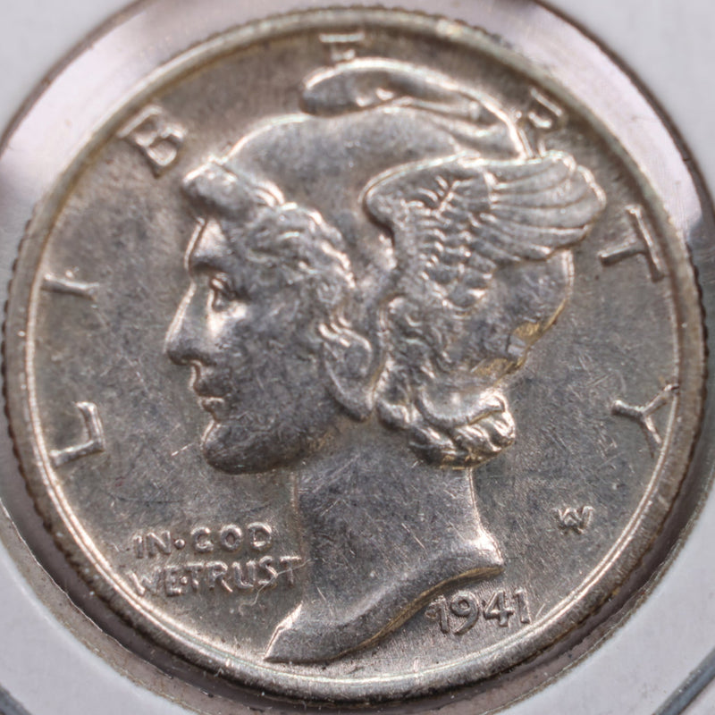 1941 Mercury Silver Dime, Abt Uncirculated Coin, Store