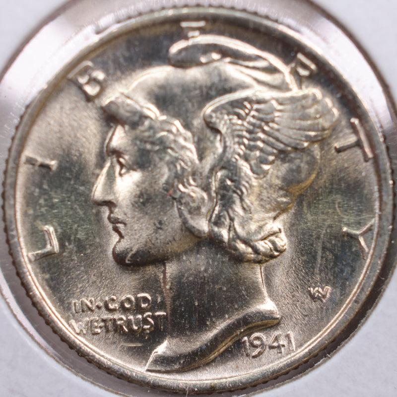 1941 Mercury Silver Dime, Mint State Uncirculated Coin, Store