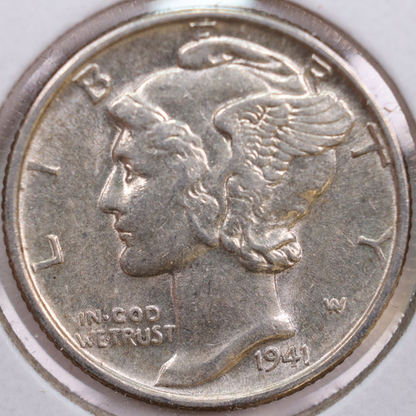 1941 Mercury Silver Dime, Extra Fine Circulated Coin, Store #DE0212