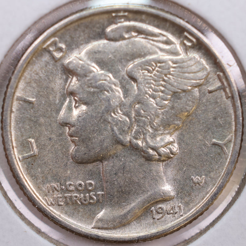 1941 Mercury Silver Dime, Extra Fine Circulated Coin, Store