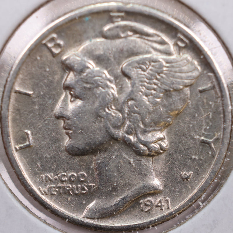 1941-D Mercury Silver Dime, Very Fine+ Circulated Coin, Store