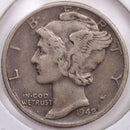1942/41 Mercury Silver Dime, Very Fine+ Circulated Coin, Store