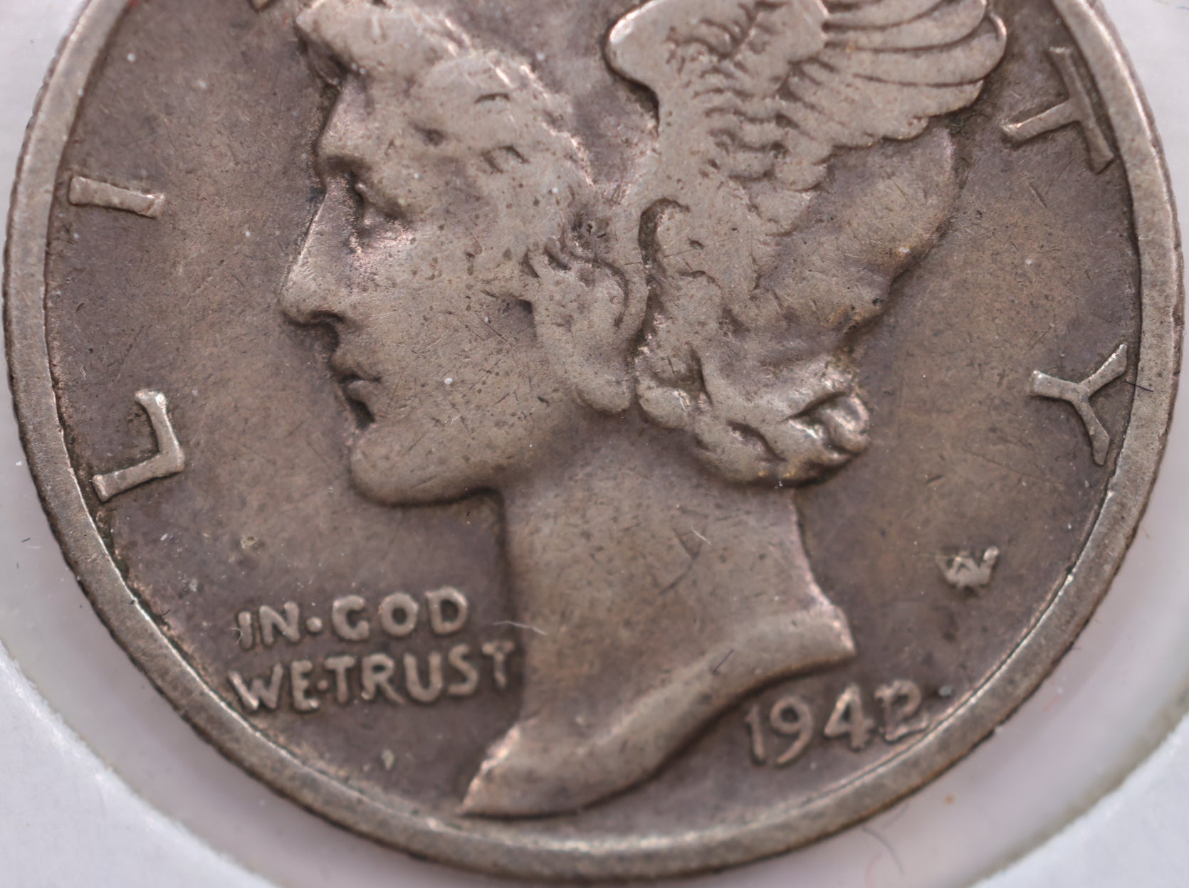 1942/41 Mercury Silver Dime, Very Fine+ Circulated Coin, Store #DE0217