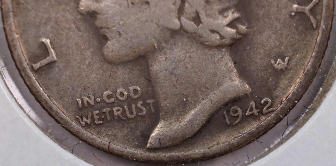 1942/41-D Mercury Silver Dime, Very Fine Circulated Coin, Store #DE0218