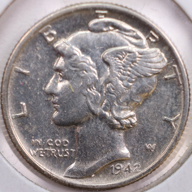 1942 Mercury Silver Dime, Extra Fine+ Circulated Coin, Store