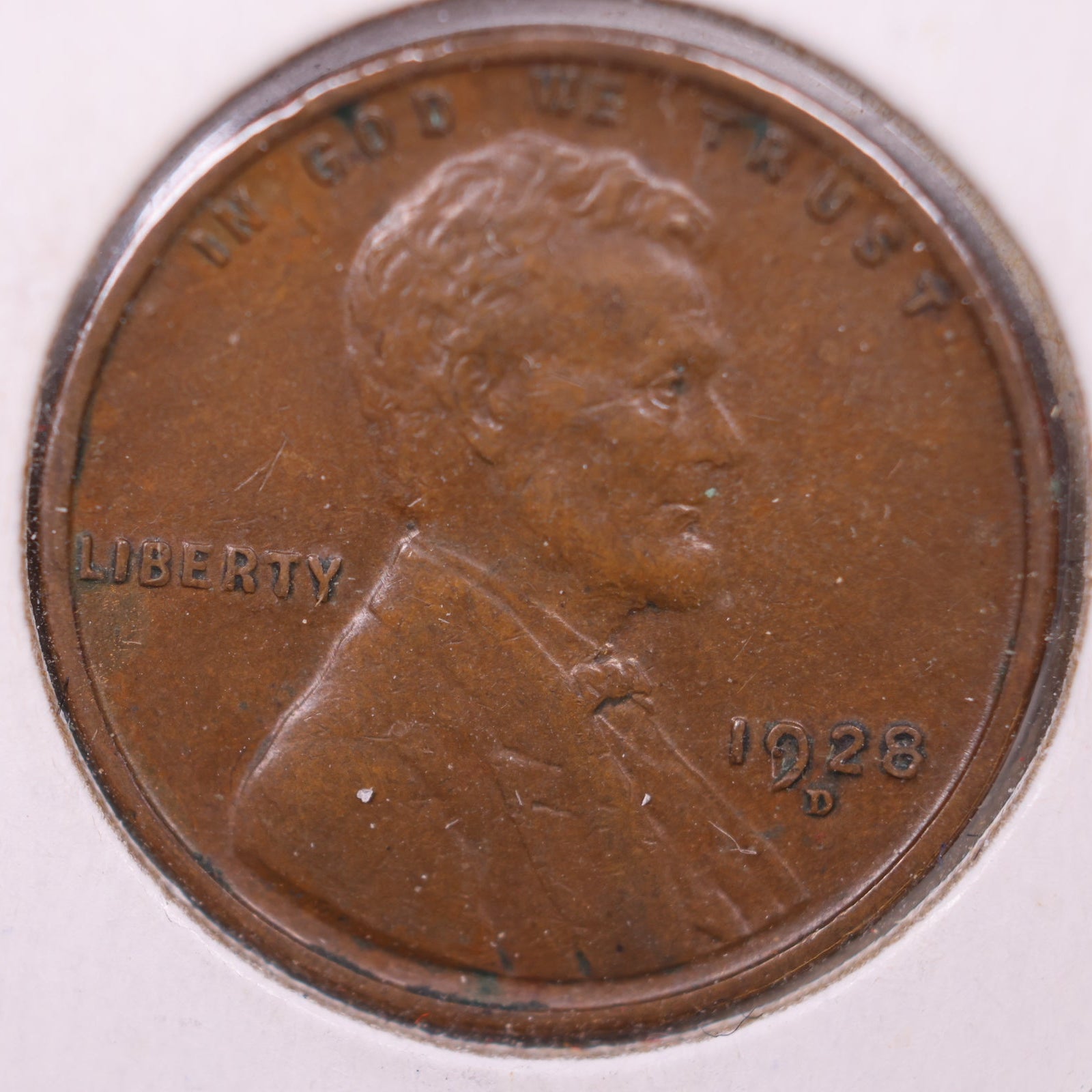 1928 D Chocolate Brown Lincoln Wheat Cent, Mint State Uncirculated Coin, Store #CT1006