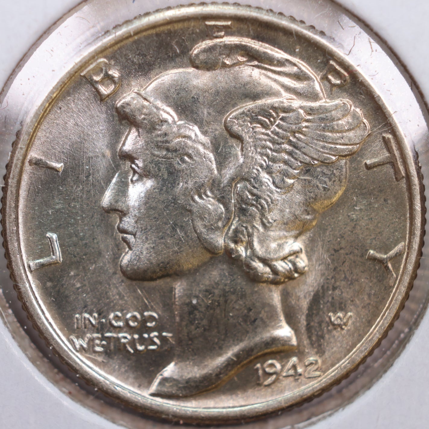 1942 Mercury Dime, Mint State Uncirculated Coin, Store #DE0222