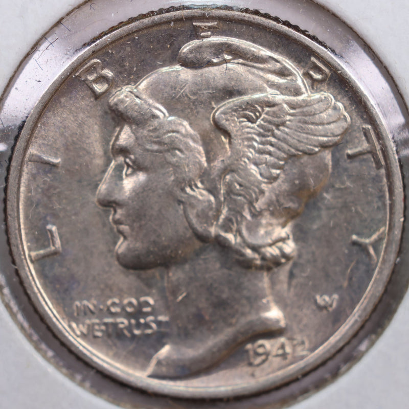 1942 Mercury Silver Dime, Abt Uncirculated+ Coin, Store
