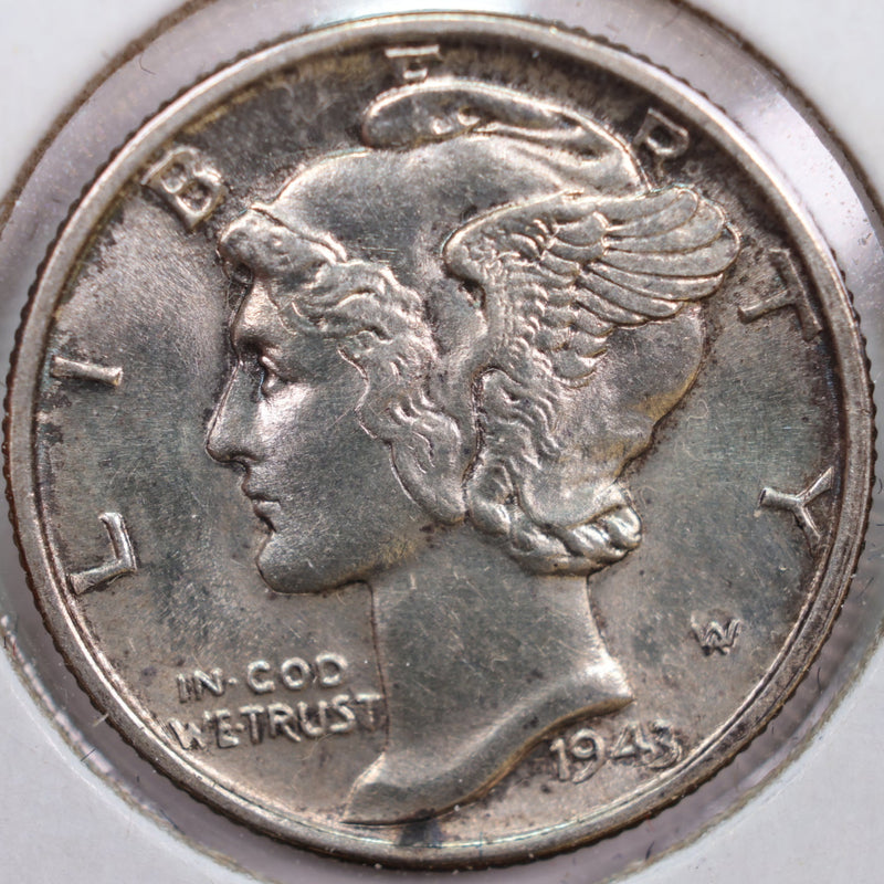 1943 Mercury Silver Dime, Mint State Uncirculated Coin, Store