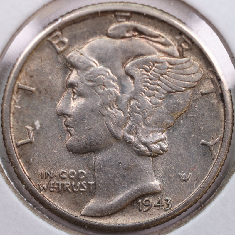 1943-D Mercury Silver Dime, Abt Uncirculated Coin, Store