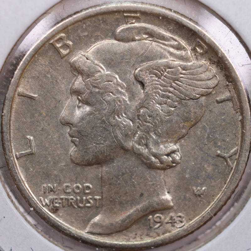 1943-D Mercury Silver Dime, Abt Uncirculated Coin, Store