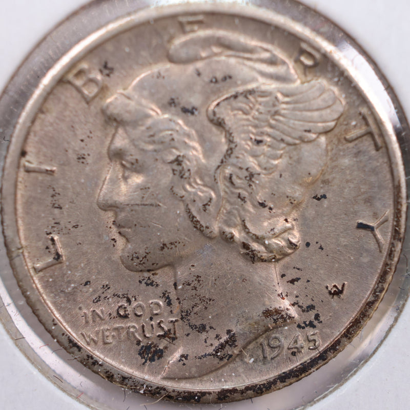1945-D Mercury Silver Dime, Abt Uncirculated Coin, Store
