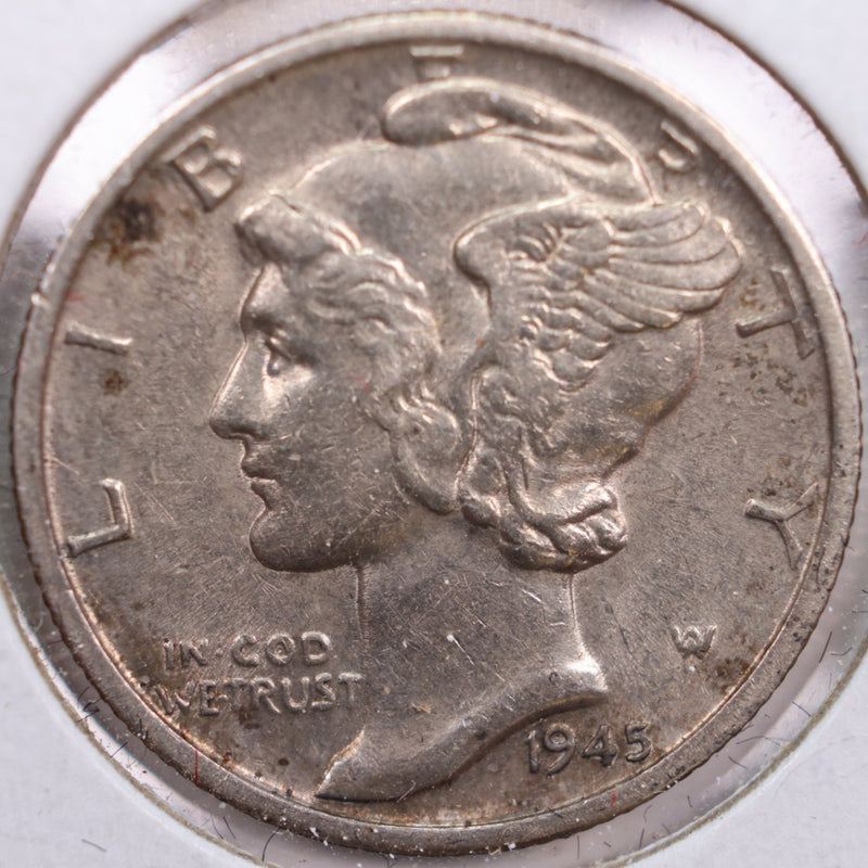 1945-D Mercury Silver Dime, Abt Uncirculated Coin, Store