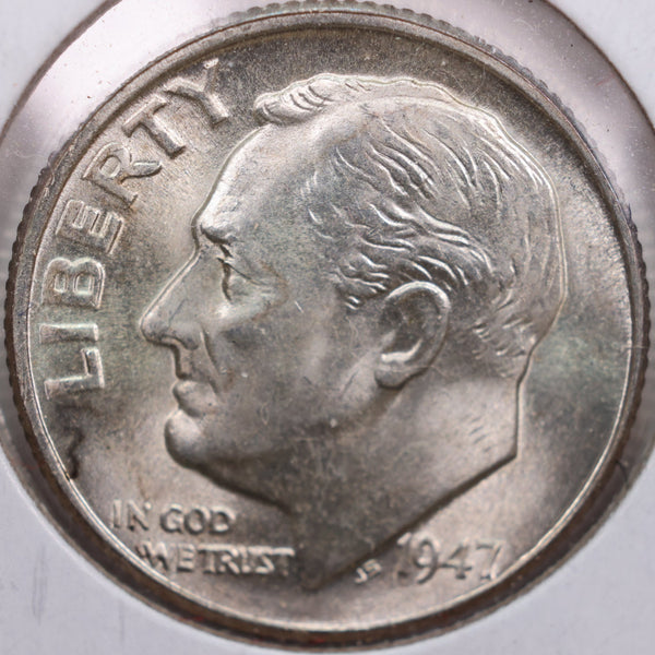1947-D Roosevelt Silver Dime, Mint State Uncirculated Coin, Store #DE0268