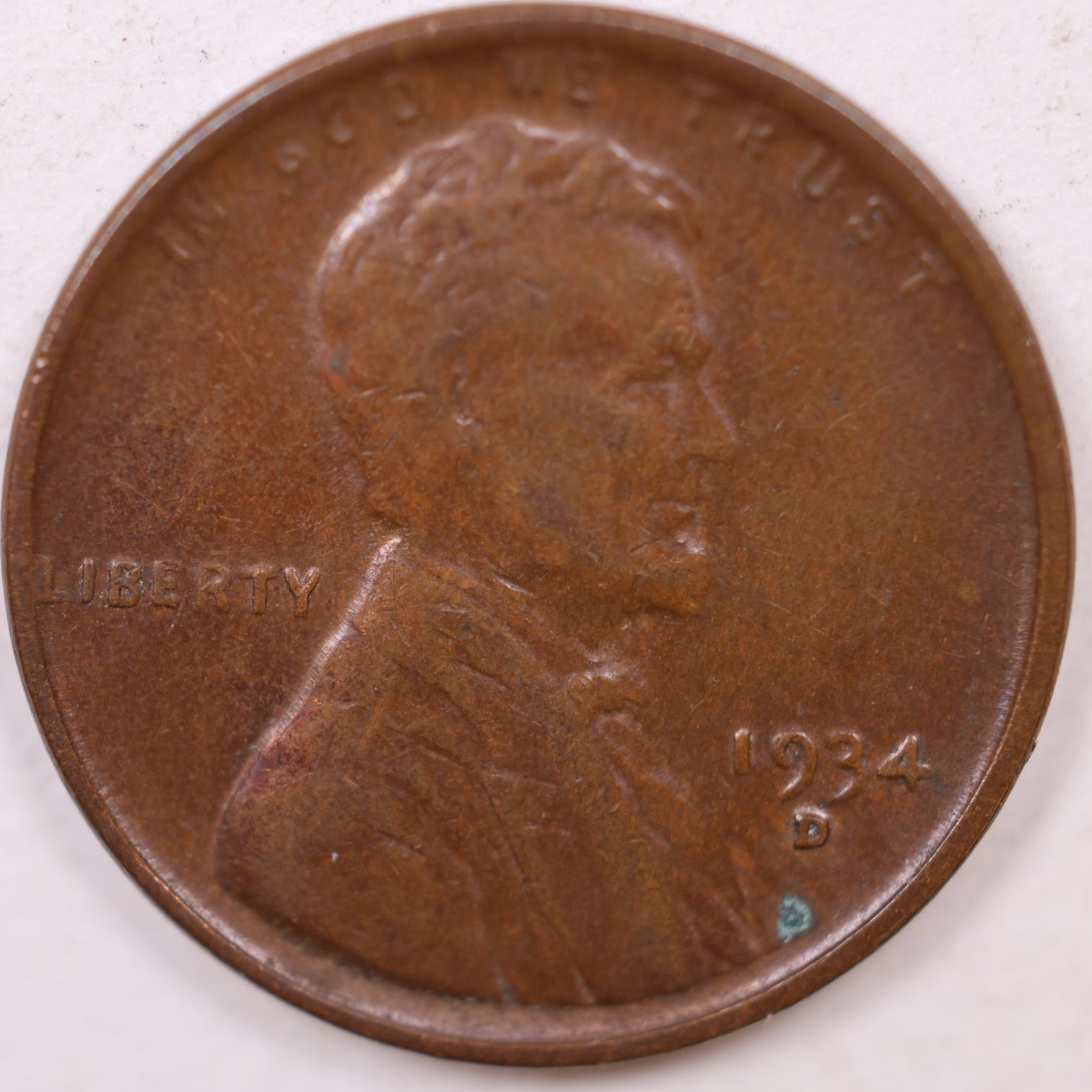 1934 D Chocolate Brown Lincoln Wheat Cent, Mint State Uncirculated Coin, Store #CT10158