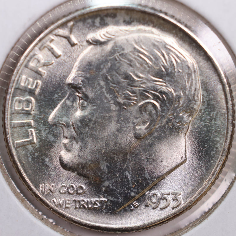 1953 Roosevelt Silver Dime, Mint State Uncirculated Coin, Store