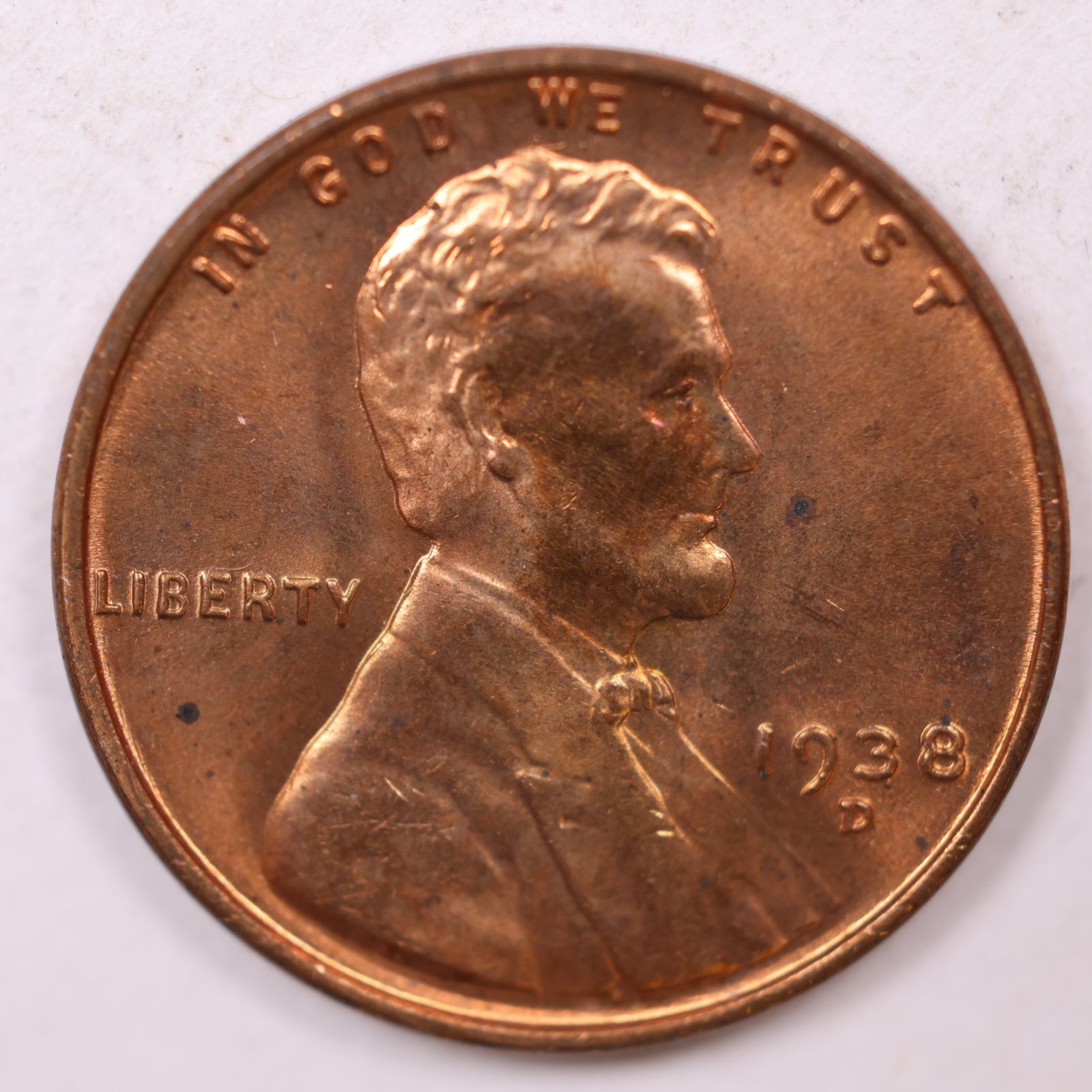 1938 D Wheat Cent, Mint State Uncirculated Coin, Store #CT1097