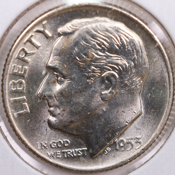 1953-D Roosevelt Silver Dime, Mint State Uncirculated Coin, Store #DE0286