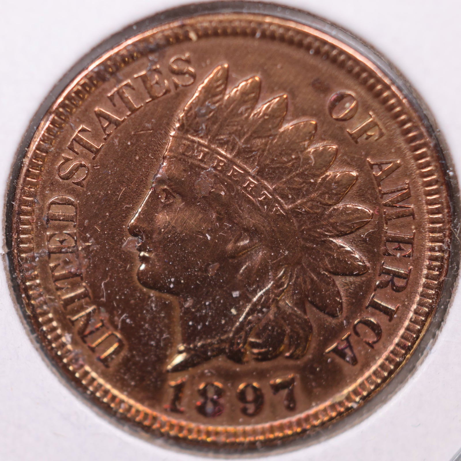 1897 Detail Indian Head Cent, About Uncirculated Coin, Store #CT1102