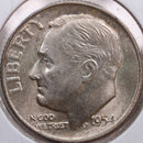 1954-D Roosevelt Silver Dime, Mint State Uncirculated Coin, Store