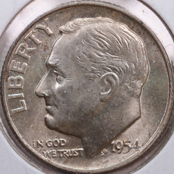1954-D Roosevelt Silver Dime, Mint State Uncirculated Coin, Store #DE0289