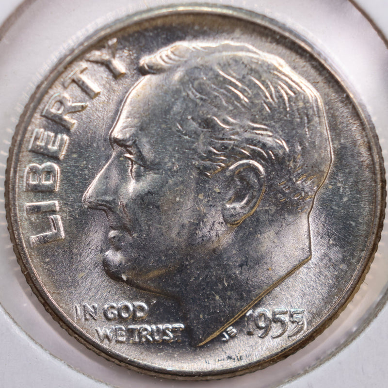 1955 Roosevelt Silver Dime, Mint State Uncirculated Coin, Store