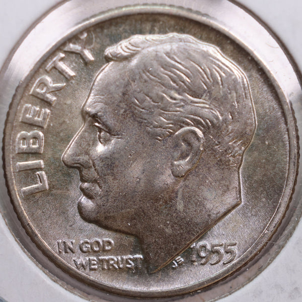 1955-D Roosevelt Silver Dime, Mint State Uncirculated Coin, Store #DE0292