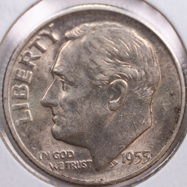 1955-S Roosevelt Silver Dime, Mint State Uncirculated Coin, Store #DE0293