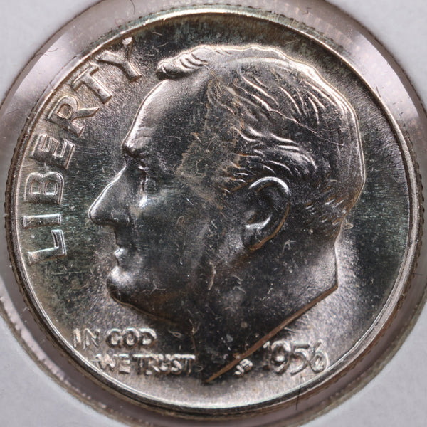 1956-D Roosevelt Silver Dime, Mint State Uncirculated Coin, Store #DE0295