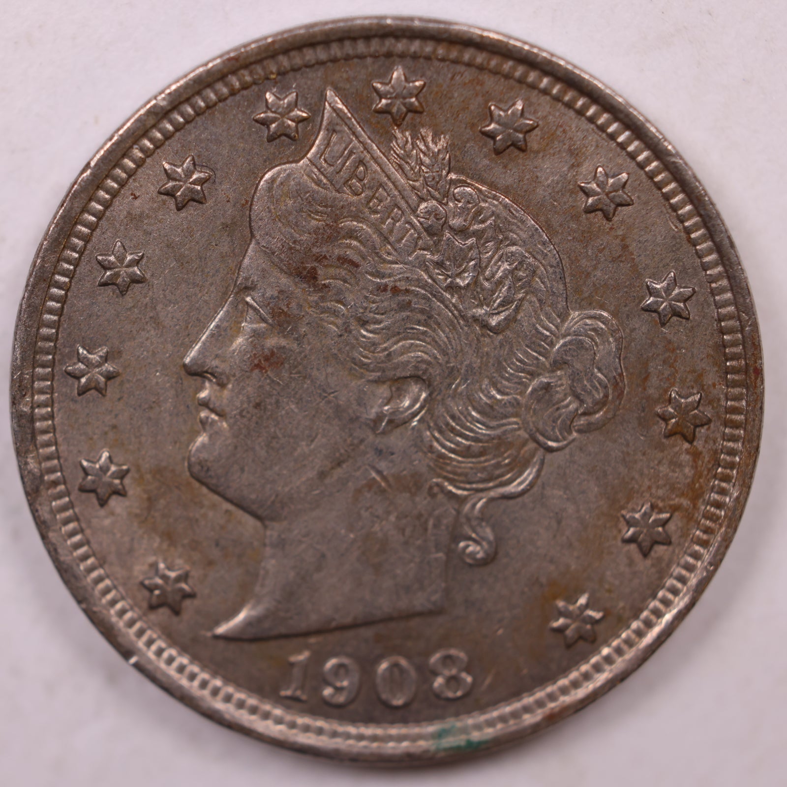 1908 Liberty V Nickel, About Uncirculated Coin, Store #NL664