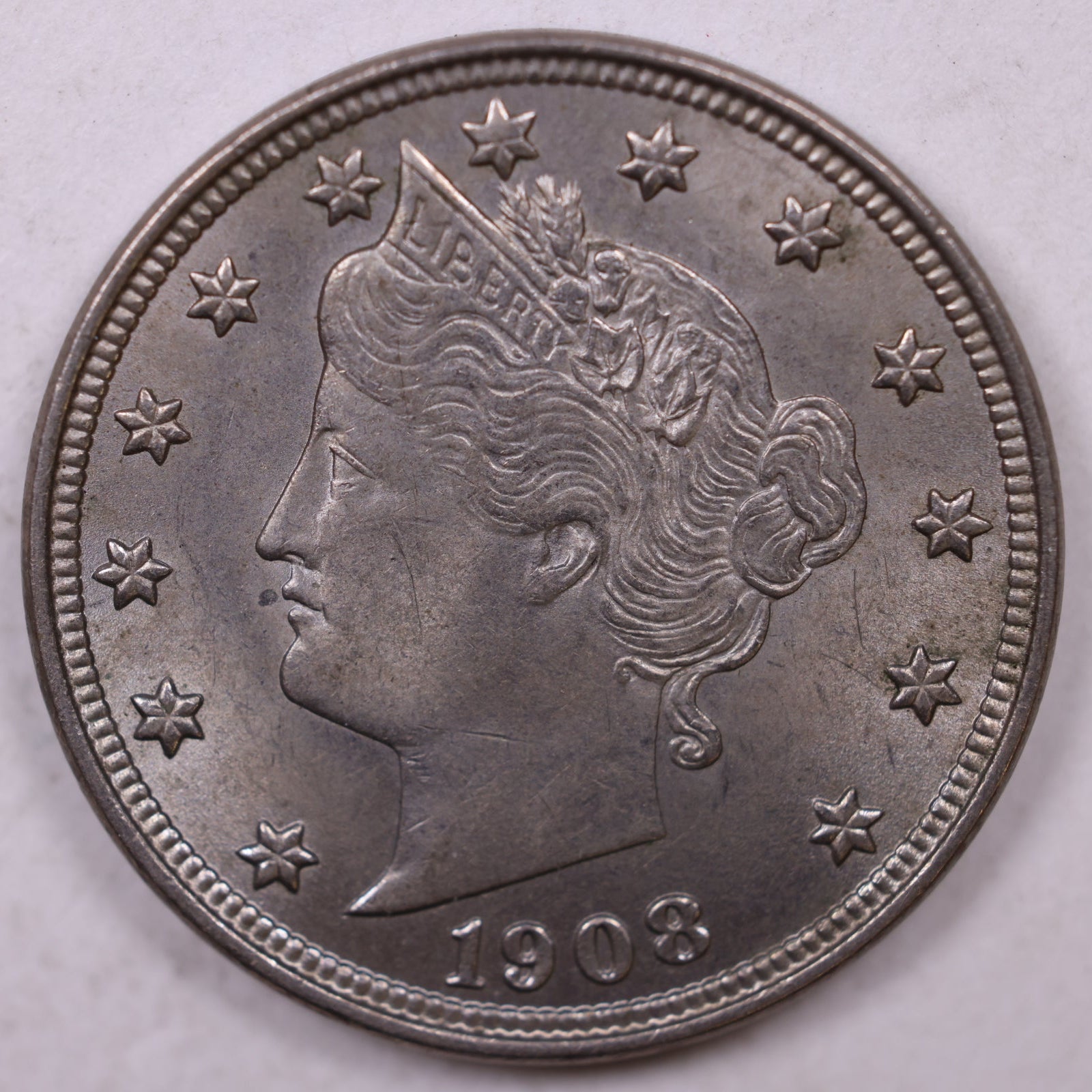 1908 Liberty V Nickel, Mint State Uncirculated Coin, Store #NL665