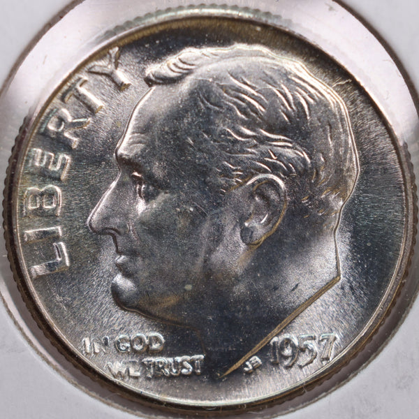 1957 Roosevelt Silver Dime, Mint State Uncirculated Coin, Store #DE0296