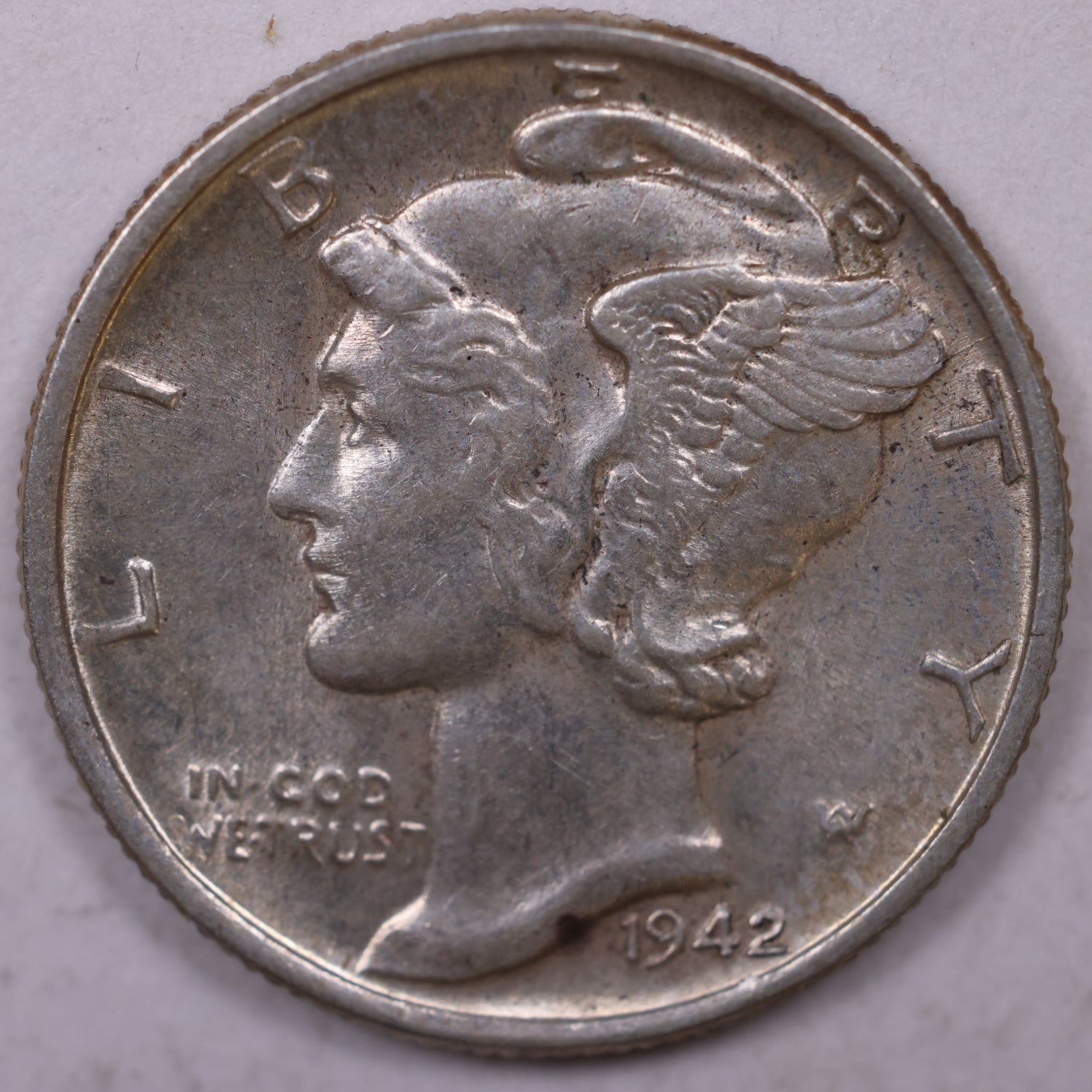1942 Mercury Dime, Mint State Uncirculated Coin, Store #DE0817