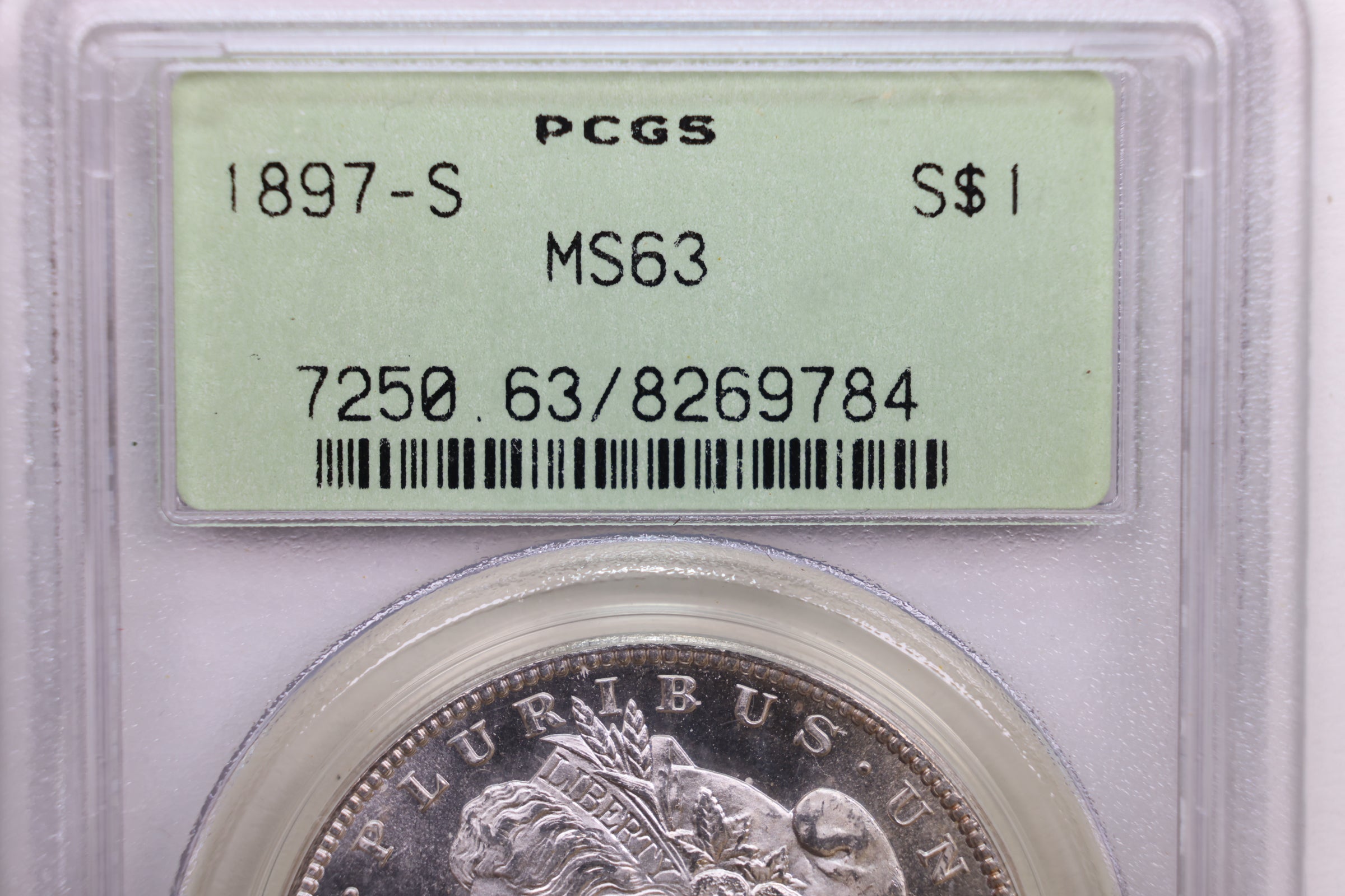 1897-S Morgan Silver Dollar., PCGS MS-63., Great Eye Appeal., Store# GDR074